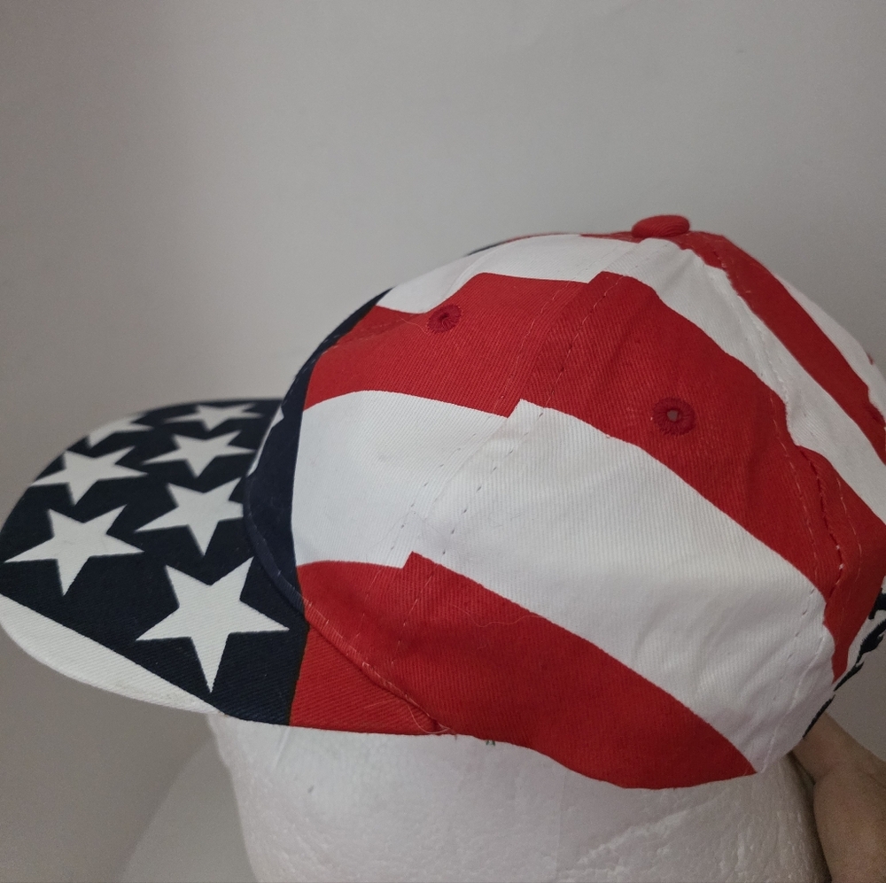 Vintage American Flag Hat Cap Snapback Red White Blue Stars Stripe United States